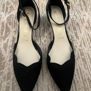 Anne Klein Scalloped Black Kitten Heels